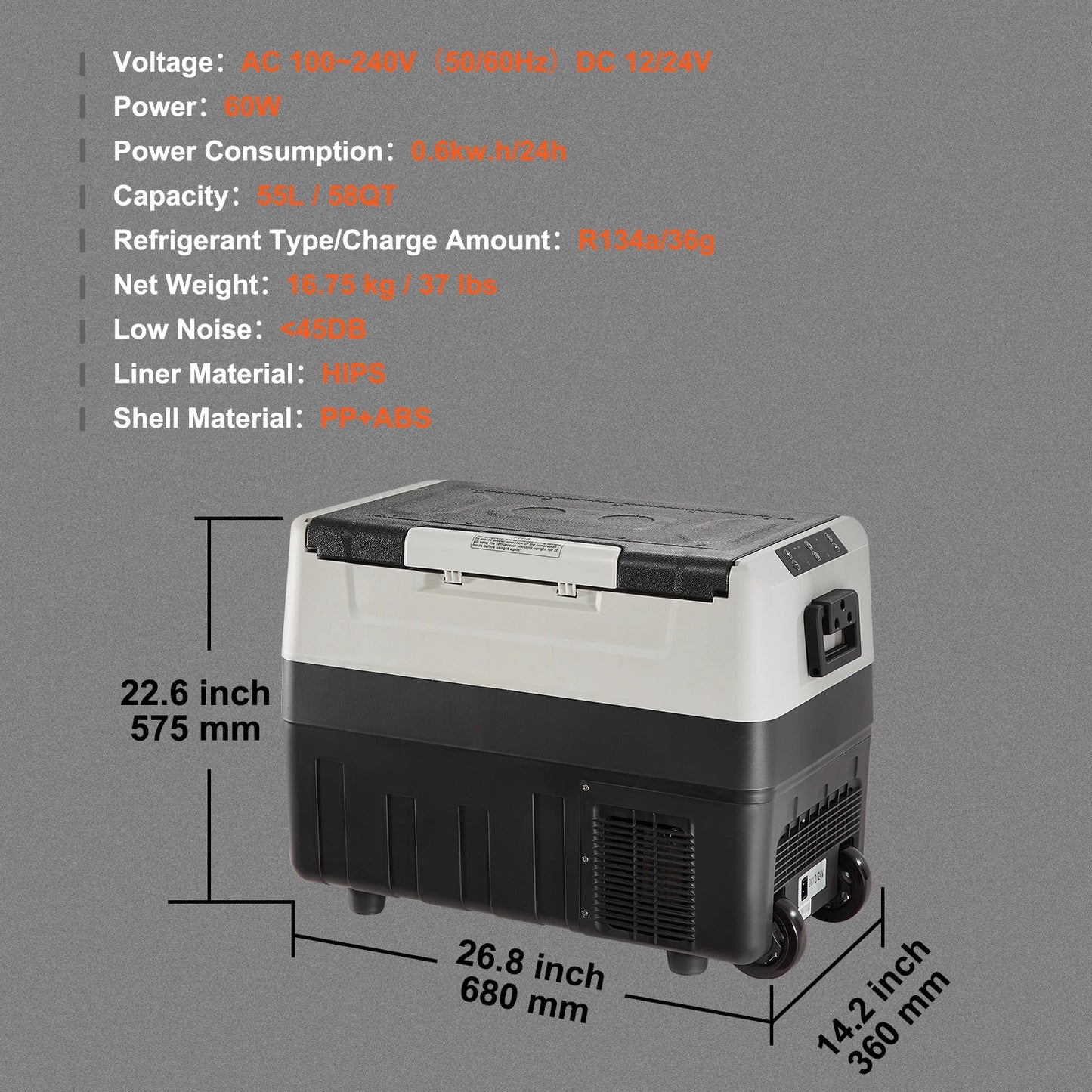 SucceBuy Portable Car Refrigerator Cooler With Wheel Compressor Freezer
