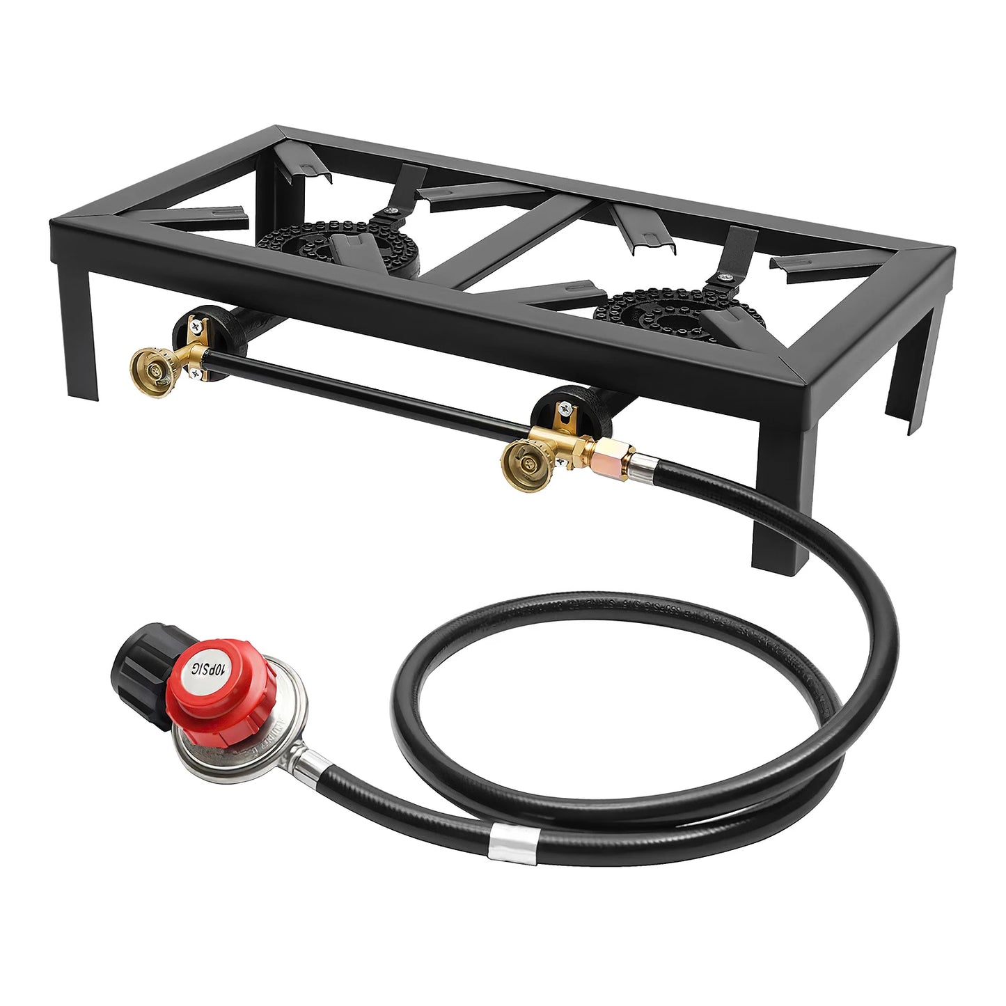 8000W Portable Double Burner Outdoor Gas Stove PSI Regulator