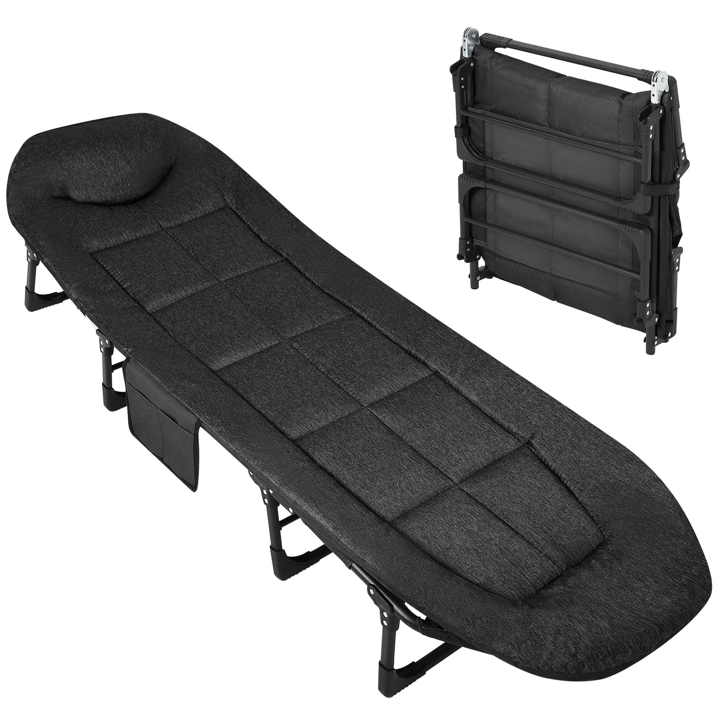 TWISTER.CK Portable Folding Bed With Cushioned Pillow For Outdoors