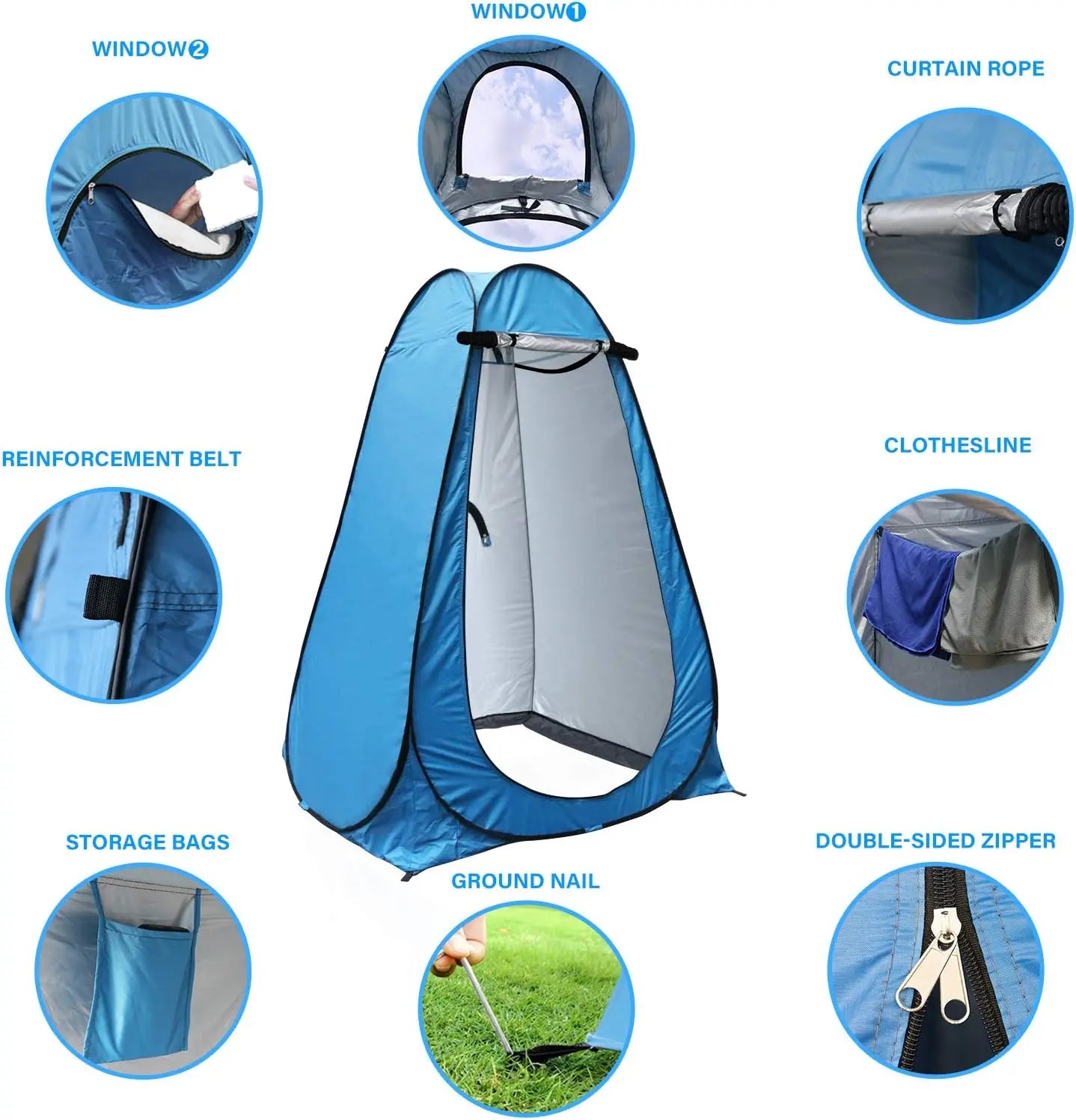 Two Person Pop Up Privacy Shower Tent For Outdoor Use