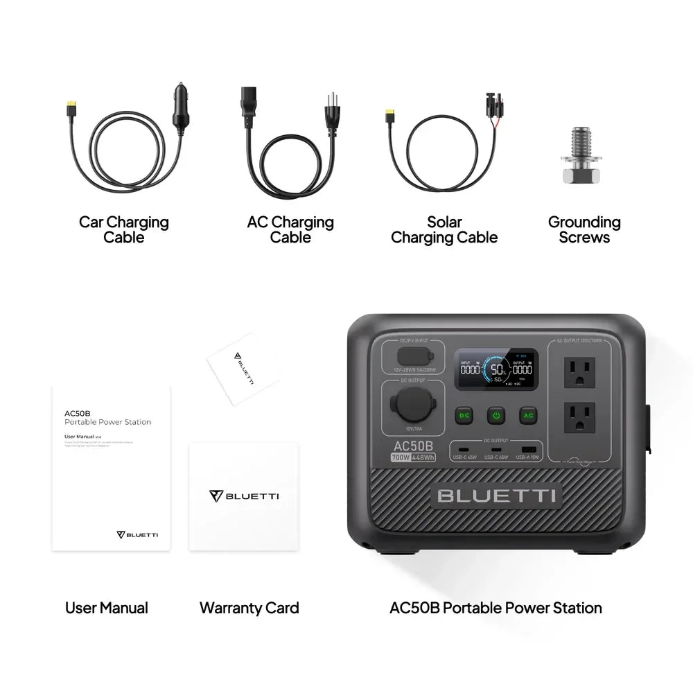 BLUETTI AC50B Portable Power Station 700W 448Wh Outdoor Use