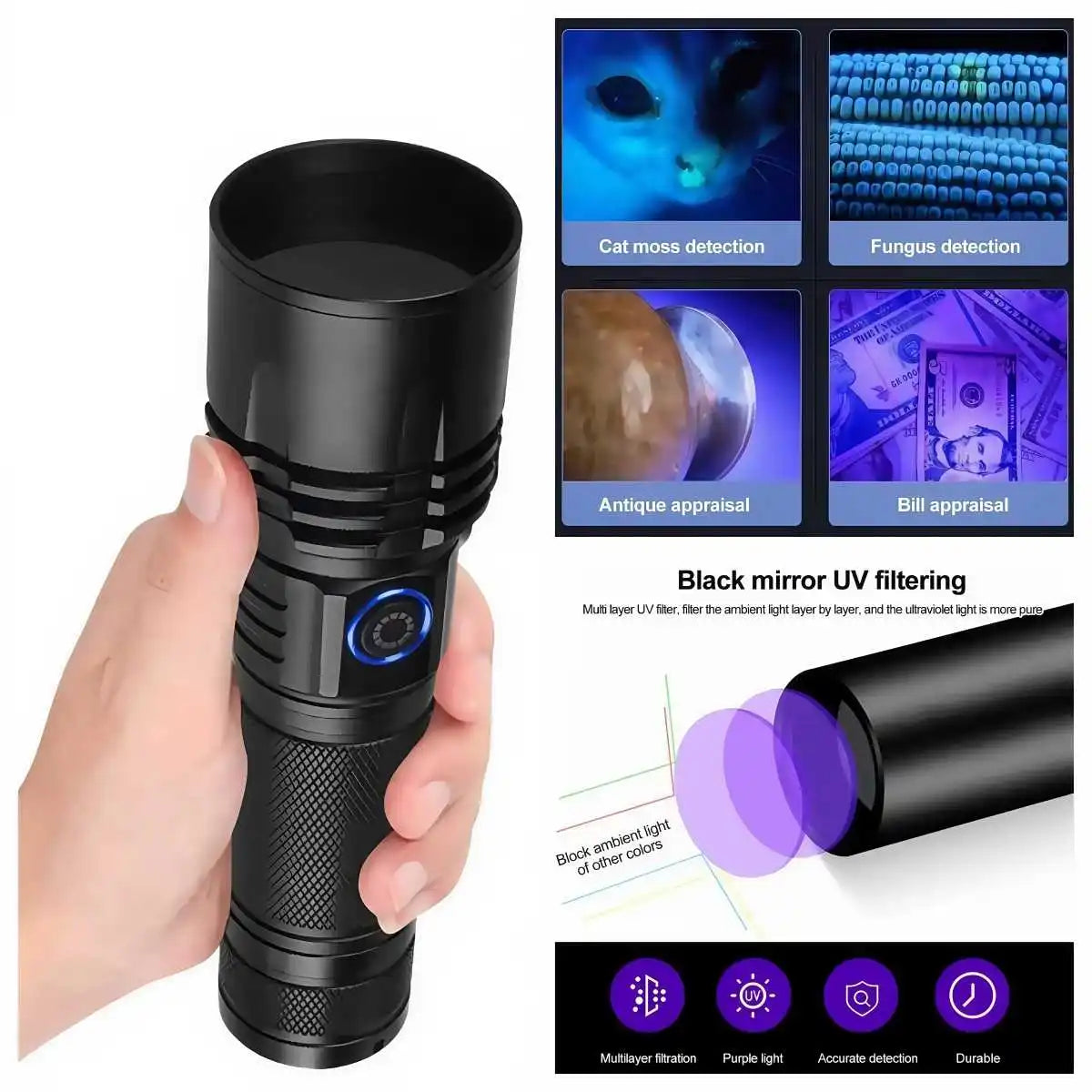 Skywolfeye UV Black Light Flashlight Pet Urine Detector Stain Detector