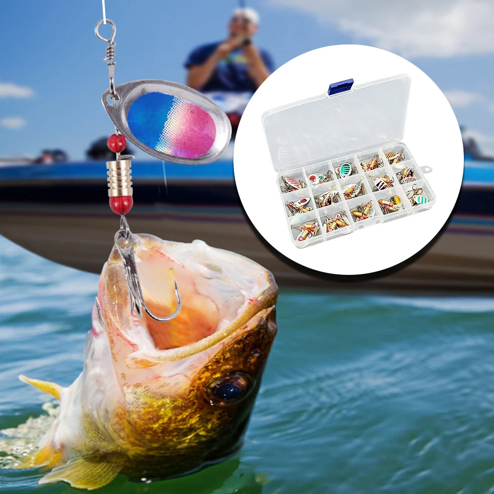 JOCESTYLE Metal Spoon Spinner Lure Set With Treble Hooks