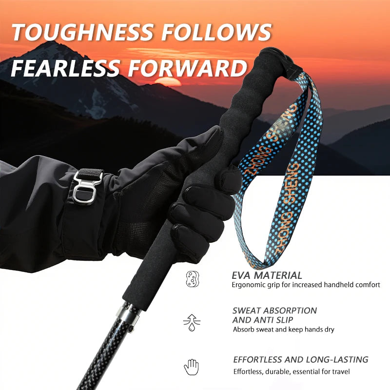 OKHEALINGCN Carbon Fiber Hiking Poles 2 Pack Telescopic Lightweight