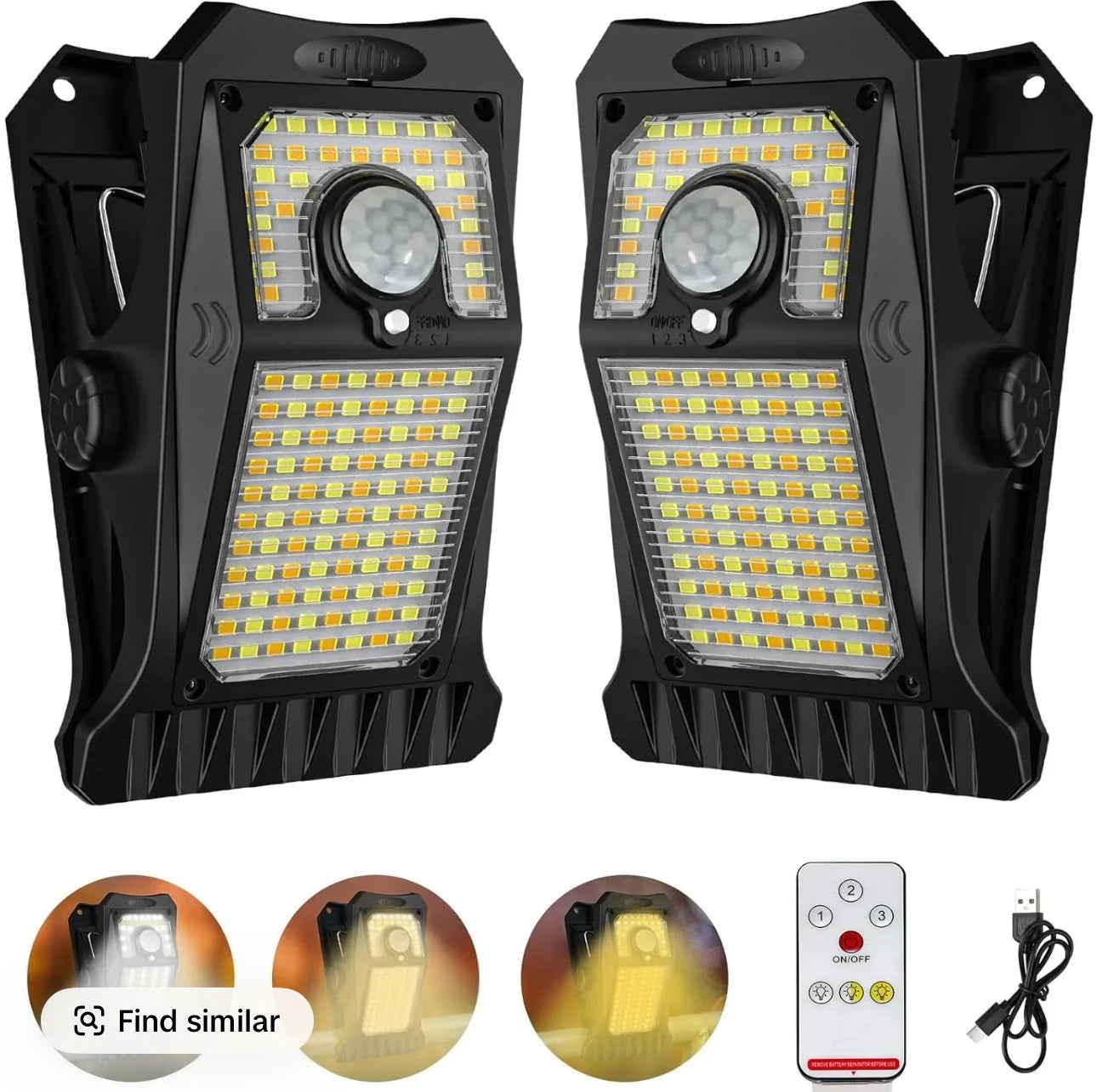 118LED USB Solar Clip Lights With Motion Sensor Remote Control