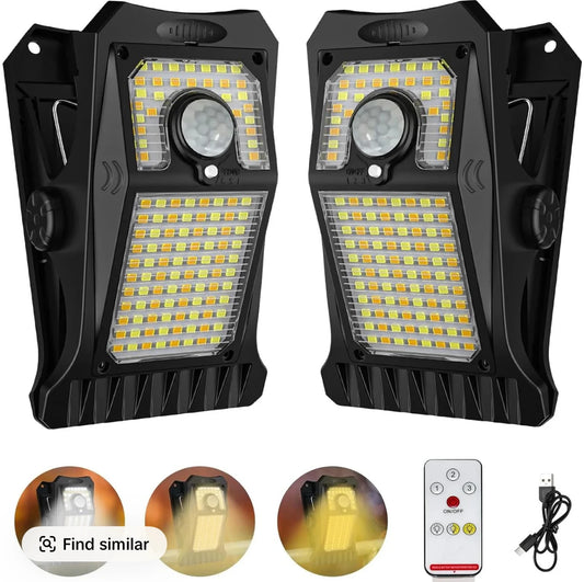 118LED USB Solar Clip Lights With Motion Sensor Remote Control
