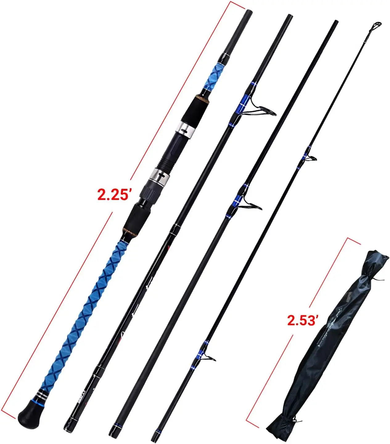 Carbon Fiber Travel Surf Fishing Rod For Saltwater Angling