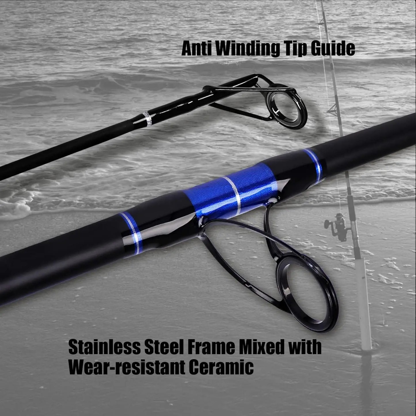 Carbon Fiber Travel Surf Fishing Rod For Saltwater Angling