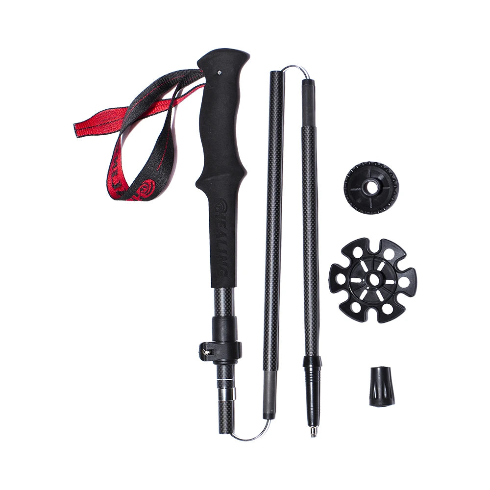 OKHEALING Ultralight Carbon Fiber Trekking Poles Folding Walking Sticks