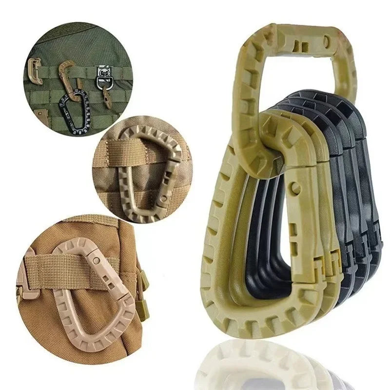 Plastic Carabiner Snap Clip D Ring For Webbing MOLLE Gear