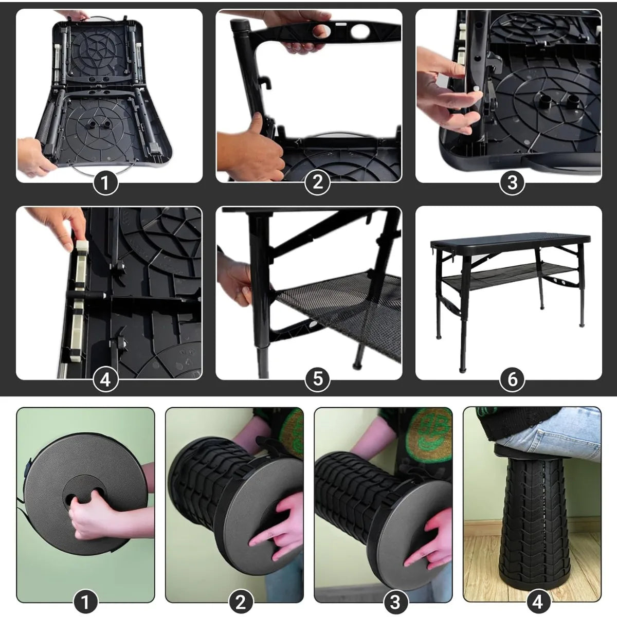 XIUWO Folding Table And Stool Portable For Camping