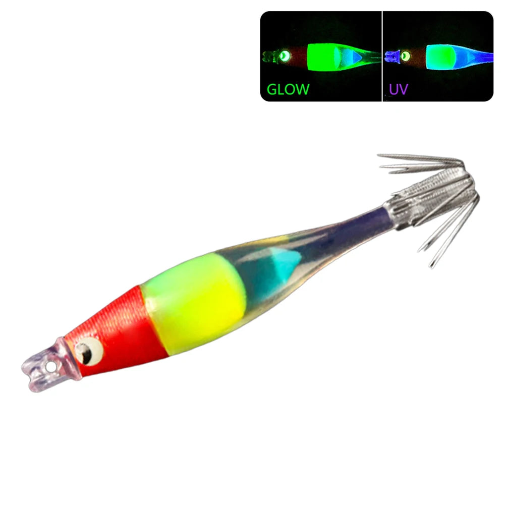 Luminous UV Blowing Tube Squid Jig Lure Sea Fishing