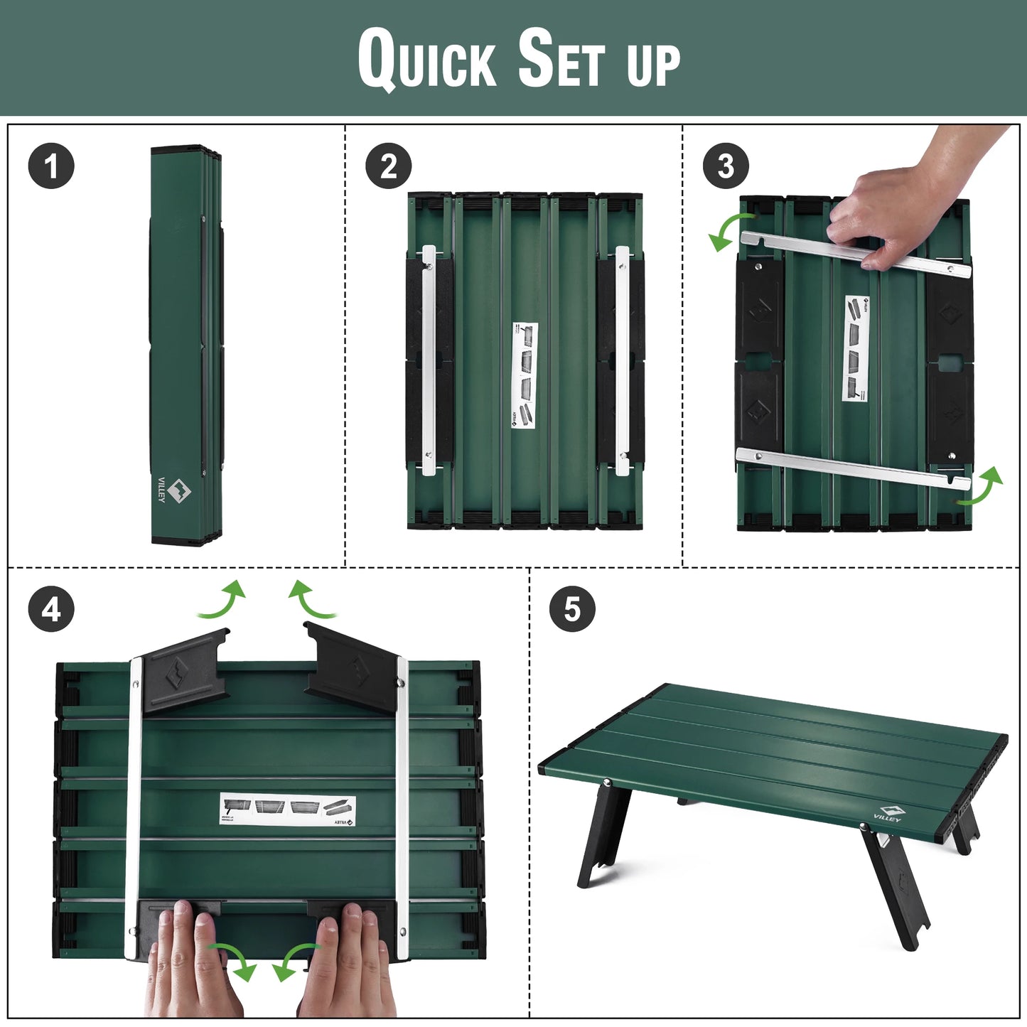 VILLEY Portable Folding Beach Table Ultralight Aluminum Carry Bag