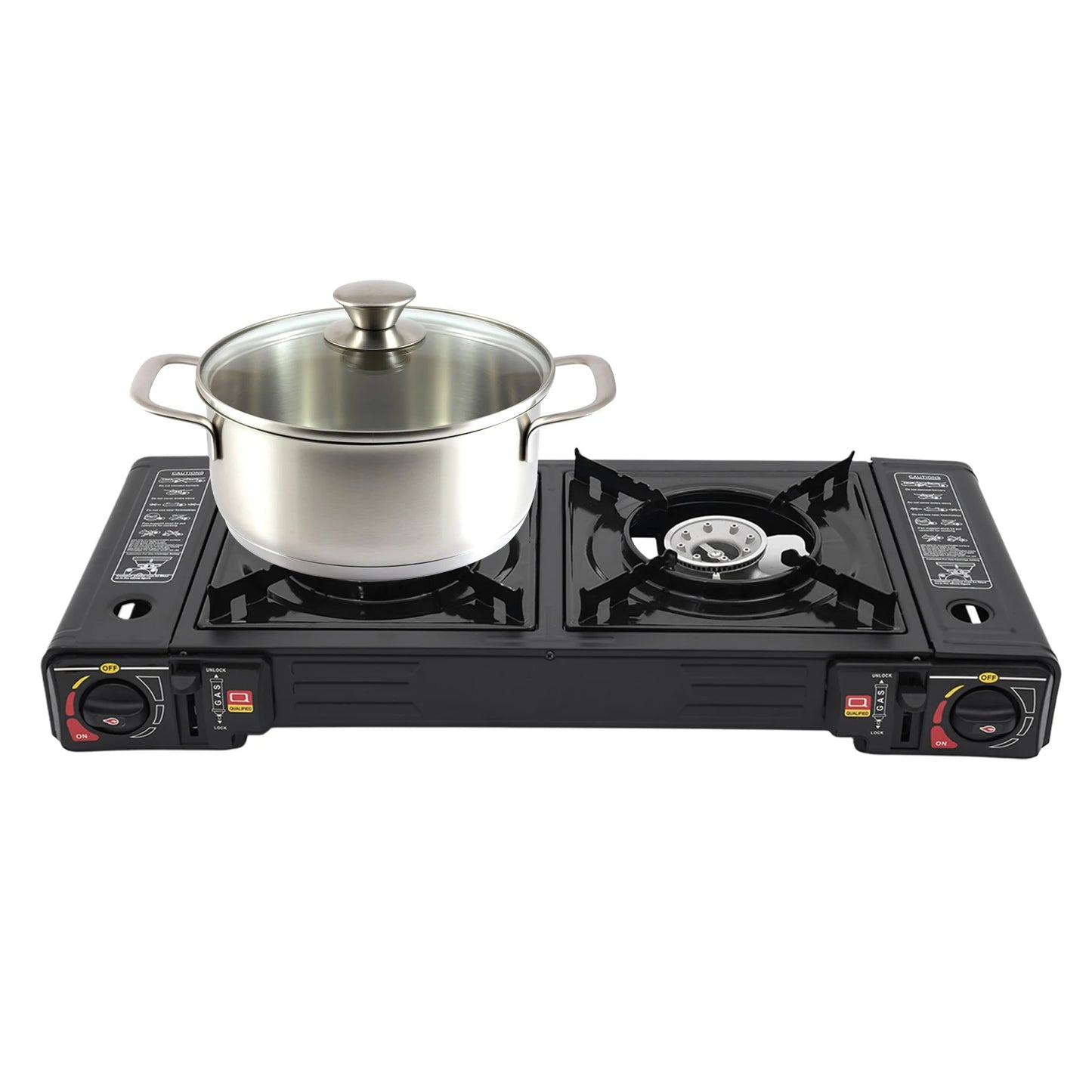 Noned 2 Burner Portable Camping Stove With Ignition And Storage Case