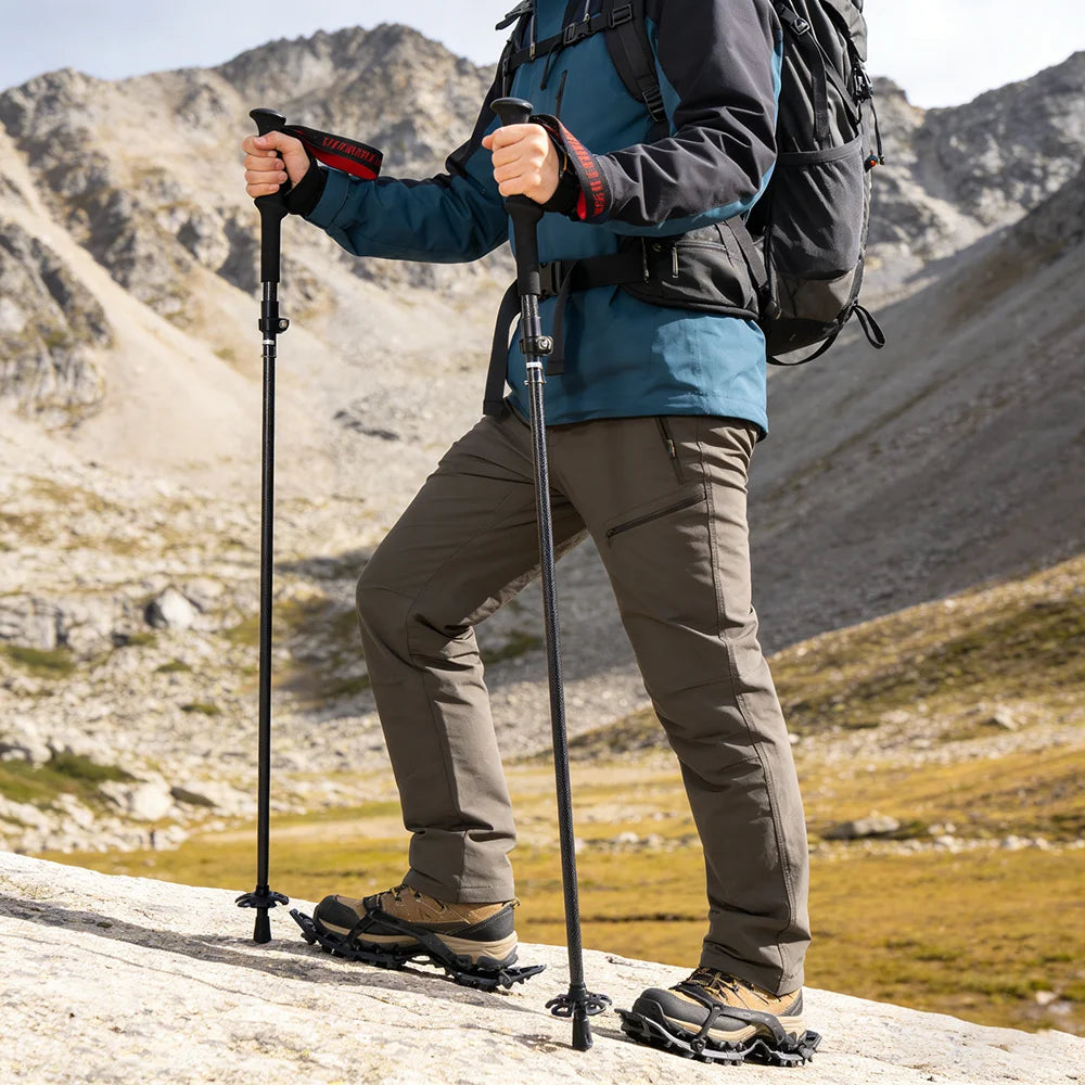 OKHEALING Ultralight Carbon Fiber Trekking Poles Folding Walking Sticks