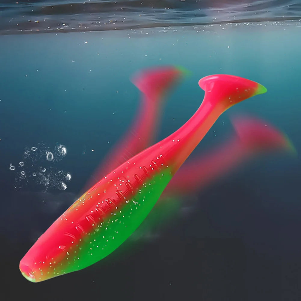 Five Pieces T Tail Soft Lures Swimbaits For Bass Fishing