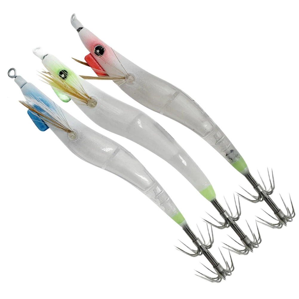 APWIKOGER Luminous Lure Hard Shrimp Bait with Squid Jig Hook