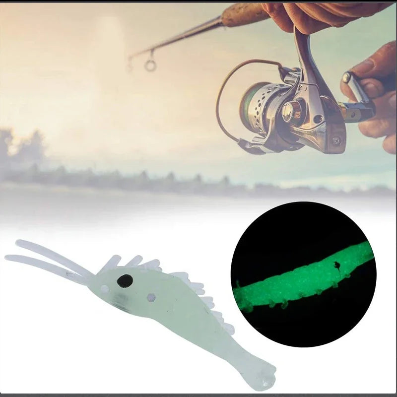 Luminous Shrimp Fishing Bait Soft Lure Worms For Bass Crappie
