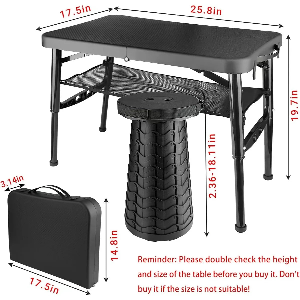 XIUWO Folding Table And Stool Portable For Camping