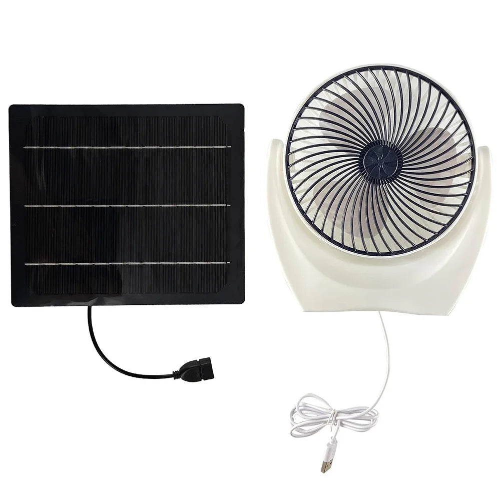 Solar Panel Powered Camping Fan With USB Charger Outdoor Fan
