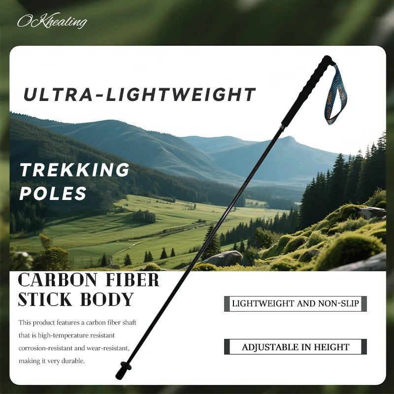 OKHEALINGCN Carbon Fiber Hiking Poles 2 Pack Telescopic Lightweight