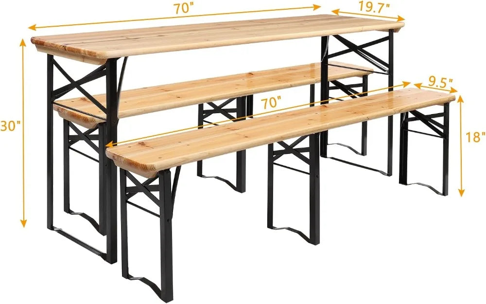 Folding Picnic Table With Benches For Outdoor Use Weatherproof Wood