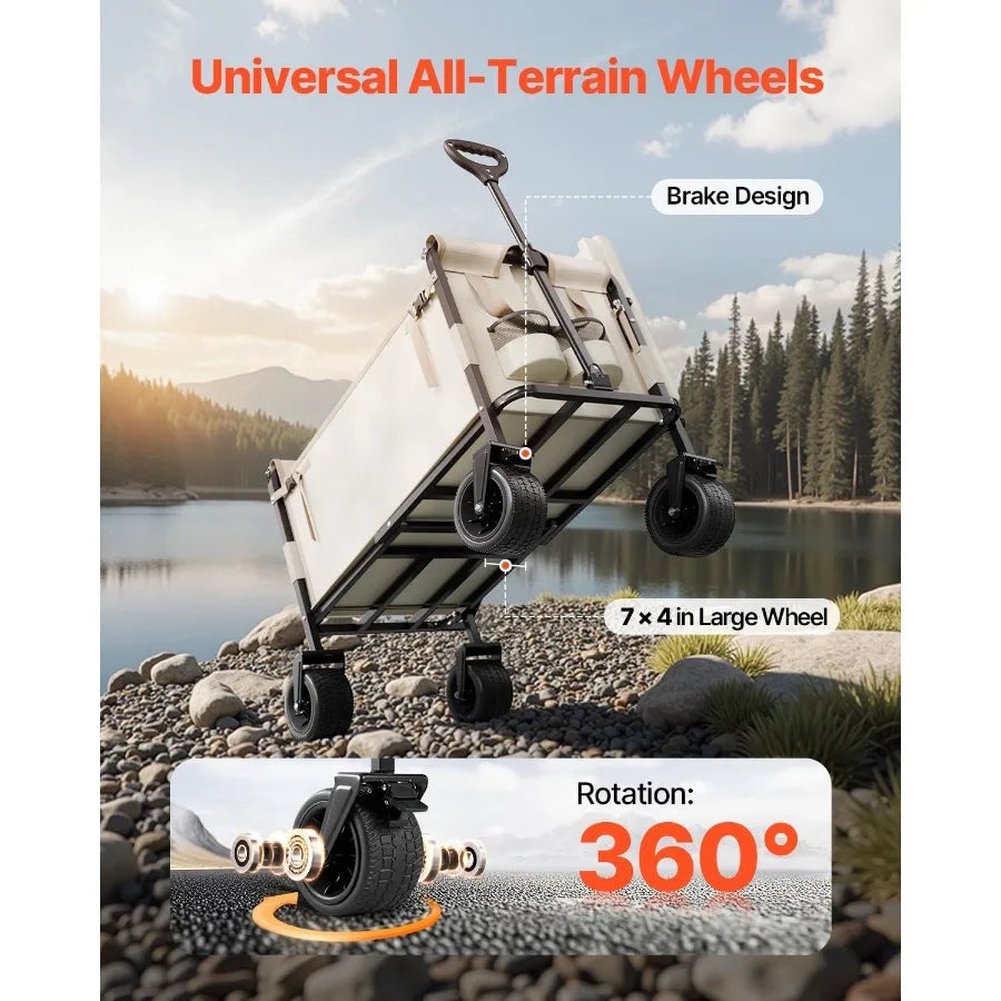 Collapsible Folding Wagon 550lb Capacity Converts to Bench Outdoors