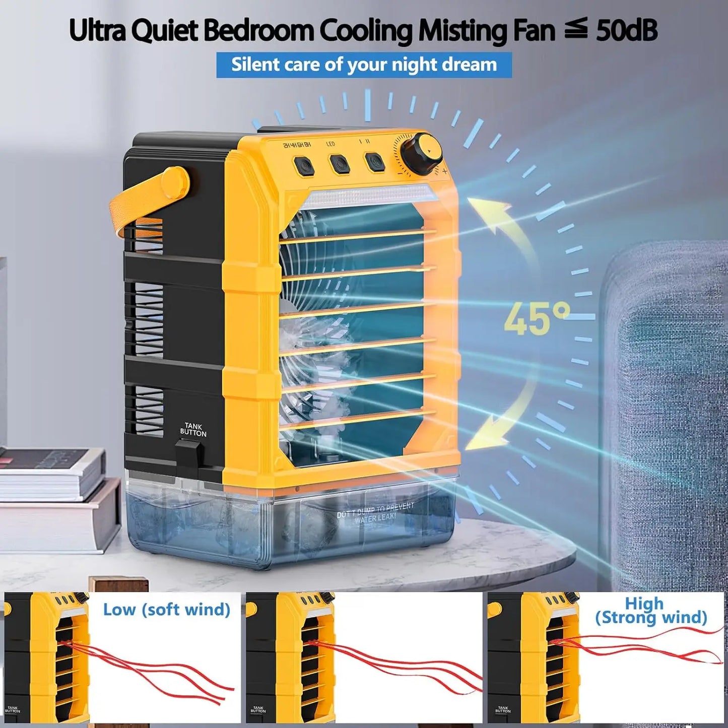Portable Misting Fan With USB Power For Camping And Home
