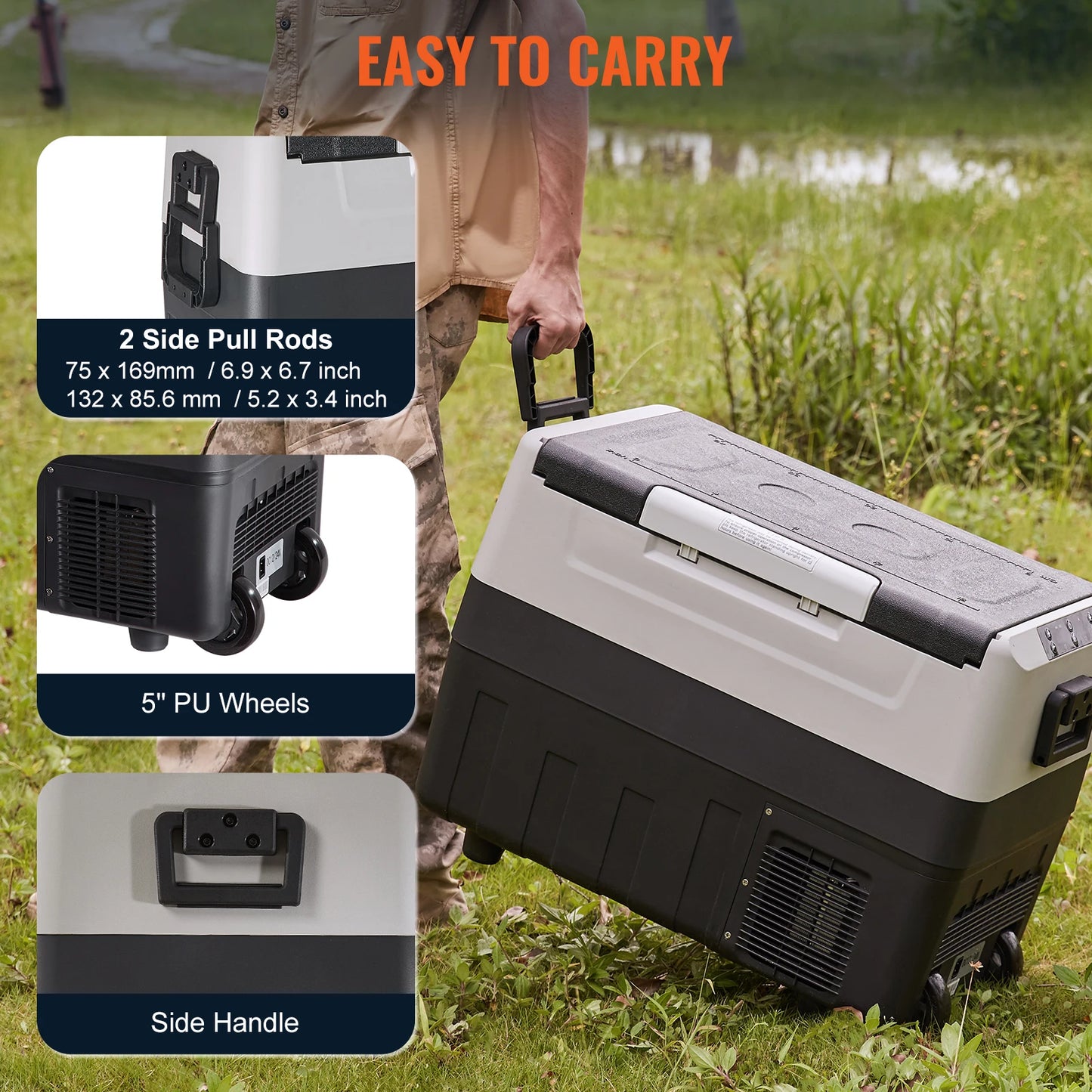 SucceBuy Portable Car Refrigerator Cooler With Wheel Compressor Freezer