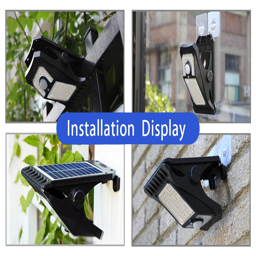 118LED USB Solar Clip Lights With Motion Sensor Remote Control