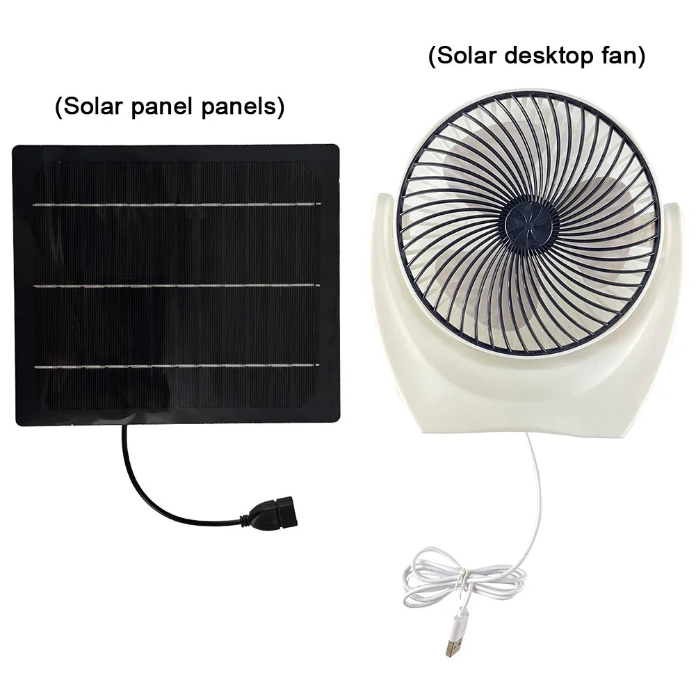 Solar Panel Powered Camping Fan With USB Charger Outdoor Fan
