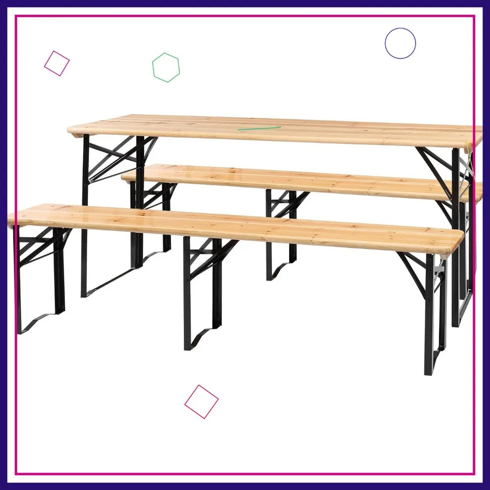 Folding Picnic Table With Benches For Outdoor Use Weatherproof Wood