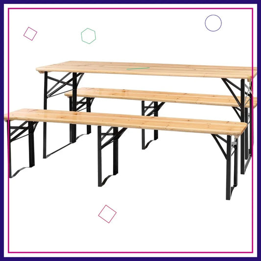 Folding Picnic Table With Benches For Outdoor Use Weatherproof Wood