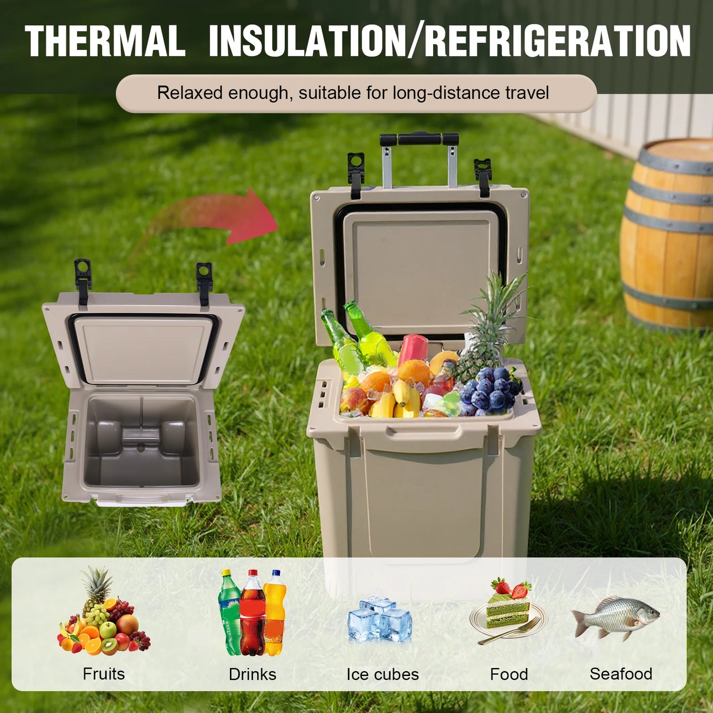 Insulated Wheeled Cooler With Leak-Proof Latches For Outdoor Use