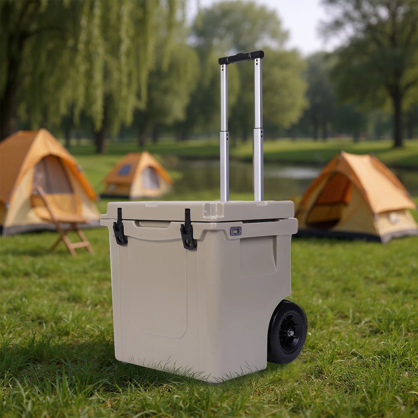 Insulated Wheeled Cooler With Leak-Proof Latches For Outdoor Use