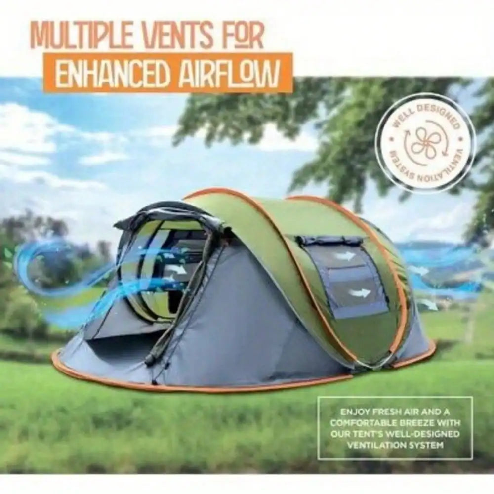 Camping Tent 4-Person Easy Pop Up With 2 Doors UPF50Plus