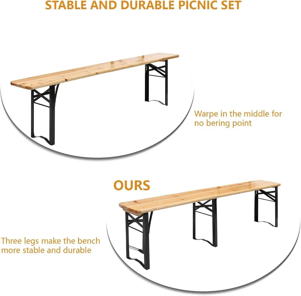 Folding Picnic Table With Benches For Outdoor Use Weatherproof Wood