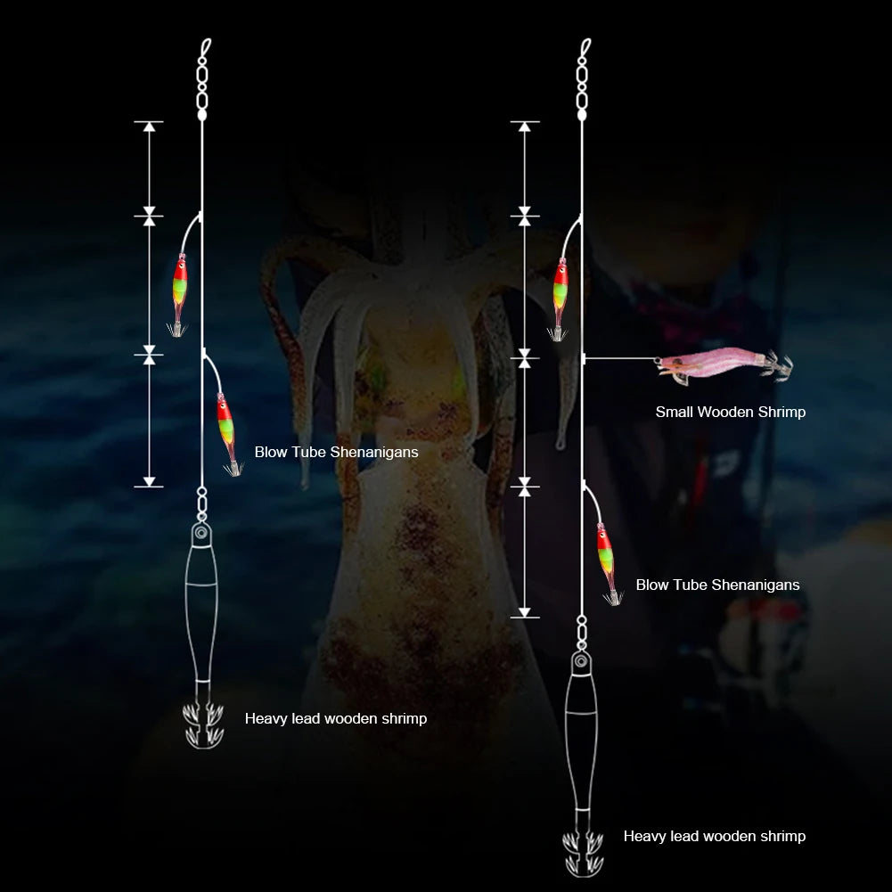 Luminous UV Blowing Tube Squid Jig Lure Sea Fishing