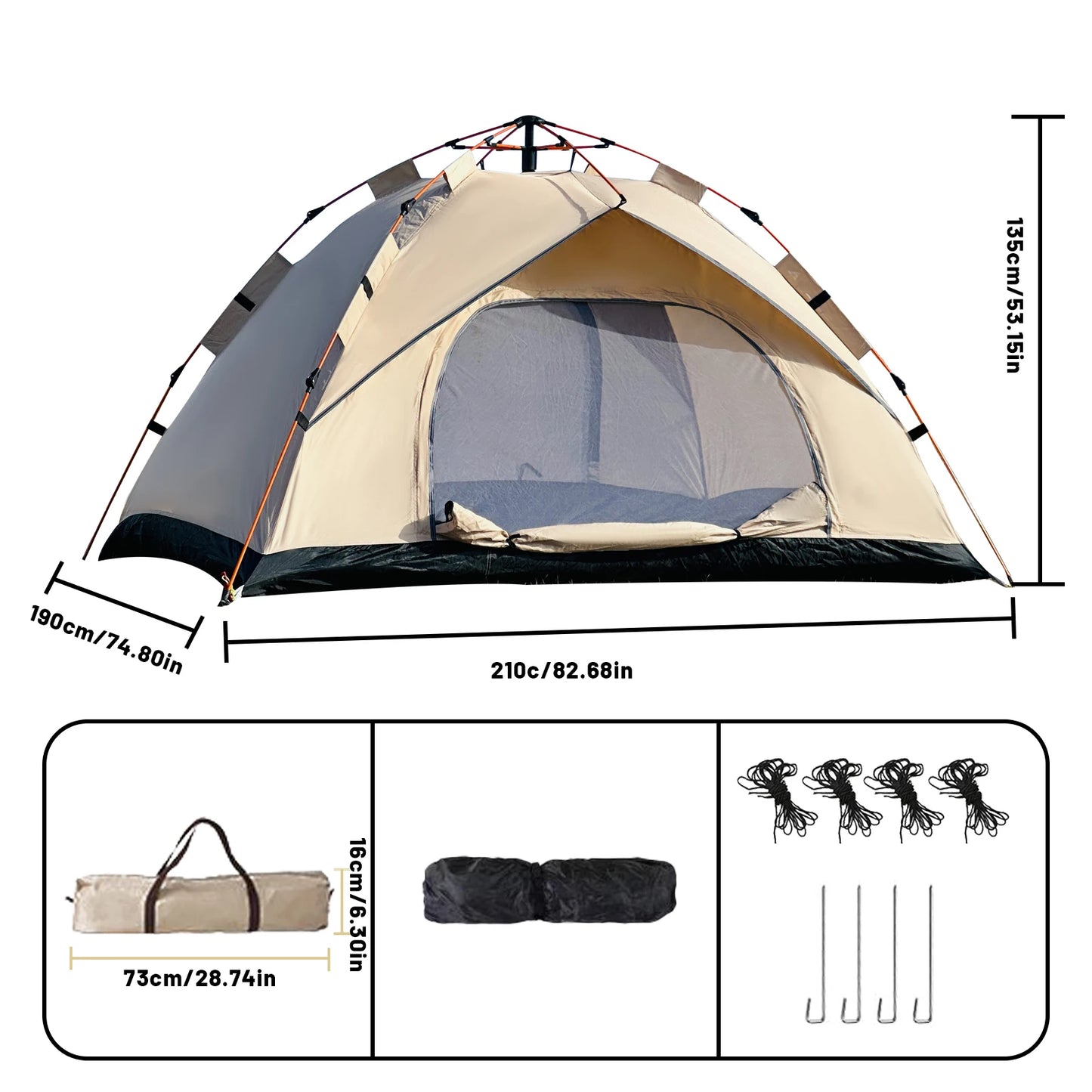 Pakicetus Windproof Family Camping Tent With Easy Setup