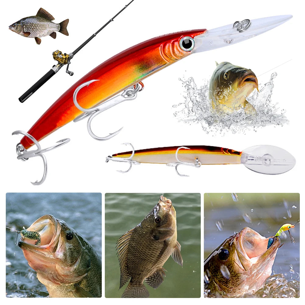 Minnow Plastic Hard Baits With Hooks For Saltwater Fishing