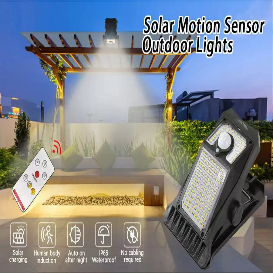 118LED USB Solar Clip Lights With Motion Sensor Remote Control