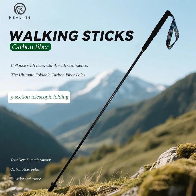 OKHEALINGCN Carbon Fiber Hiking Poles 2 Pack Telescopic Lightweight