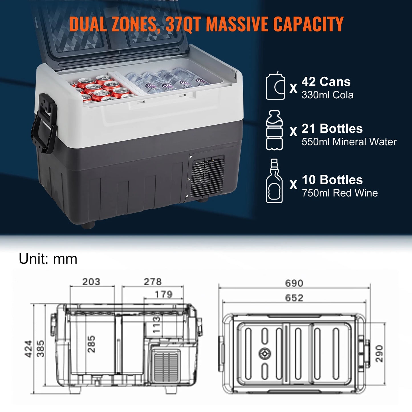 SucceBuy Portable Car Refrigerator Cooler With Wheel Compressor Freezer