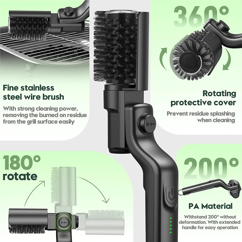 Electric Motorized BBQ Grill Cleaning Brush Stainless Steel