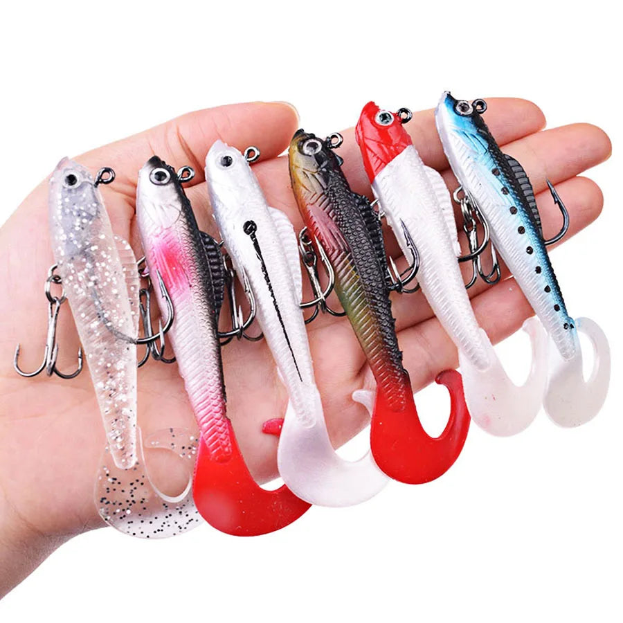 Six Piece Wobblers Soft Silicone Lures for Sea Bass