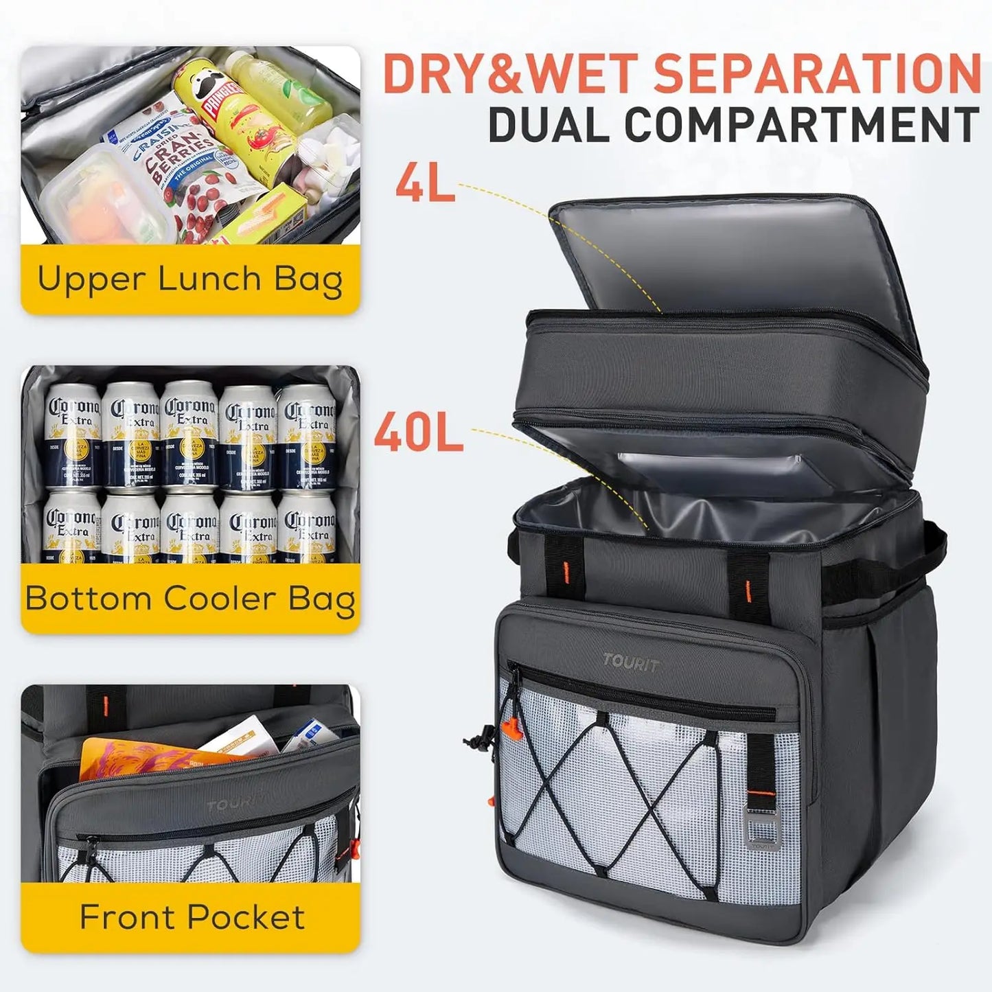 Rolling Cooler With Wheels Detachable Double Deck For Outdoor Use