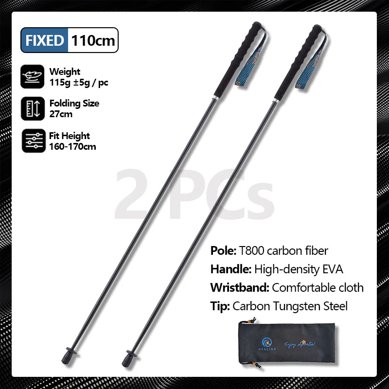 OKHEALINGCN Carbon Fiber Hiking Poles 2 Pack Telescopic Lightweight