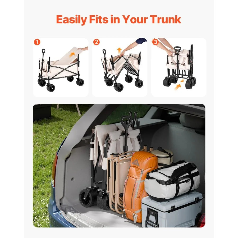 Collapsible Folding Wagon 550lb Capacity Converts to Bench Outdoors