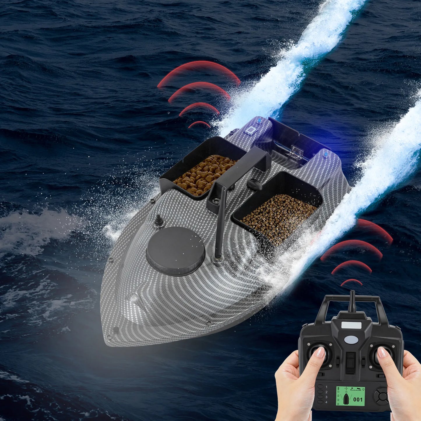 Rechargeable GPS Fishing Bait Boat With 2 Batteries