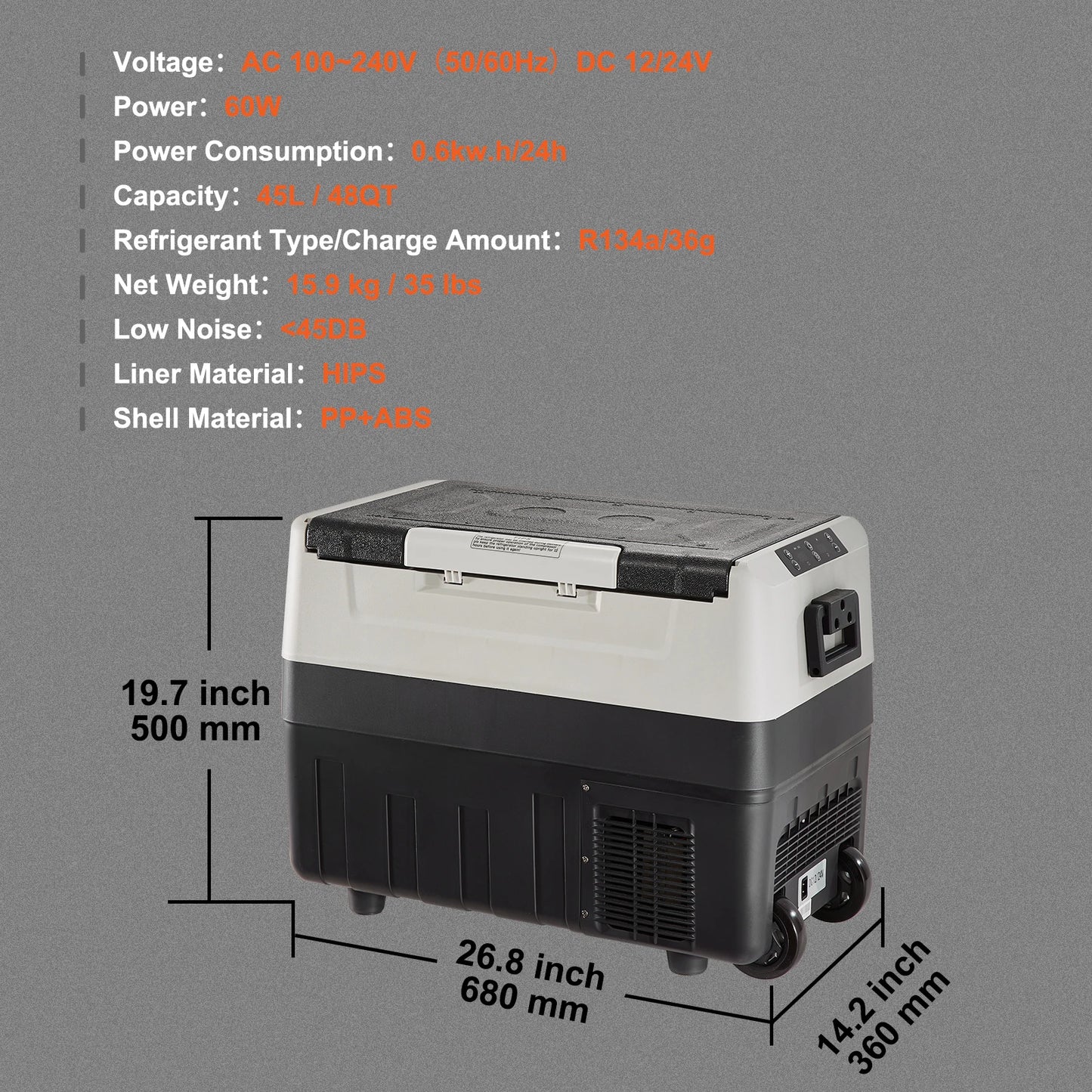 SucceBuy Portable Car Refrigerator Cooler With Wheel Compressor Freezer